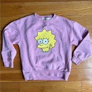 ZARA Kids Pink Lisa Simpson Sweatshirt with pearl necklace
